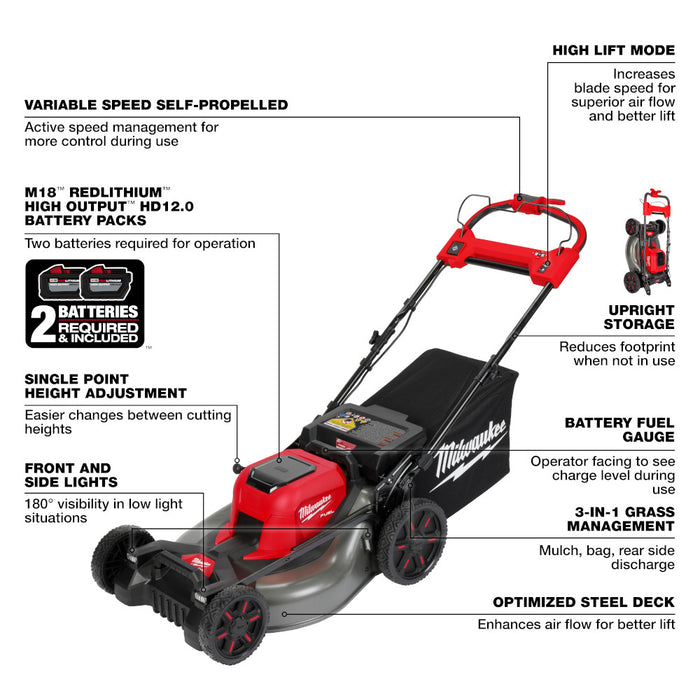 Milwaukee 2823-22HD M18 FUEL 21" Self-Propelled Cordless Lawnmower Mower Kit