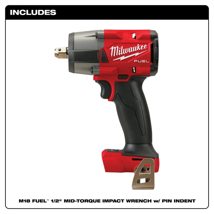 Milwaukee 2962P-20 M18 FUEL 1/2" Mid-Torque Impact Wrench w/Pin Detent-Bare Tool